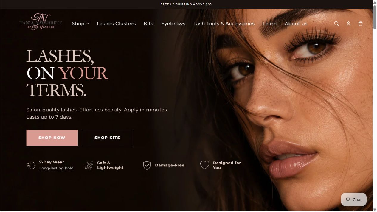 TN Brows & Lashes website preview